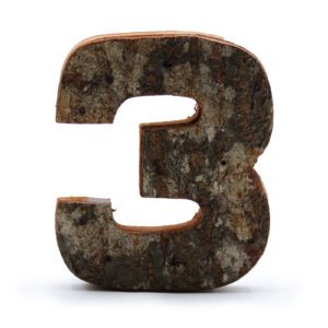 Rustykalna cyfra z kory – 3 – 7 cm