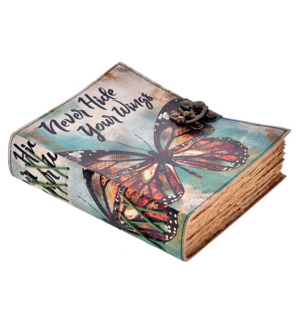 Skórzany Notes "Never Hide Your Wings" z Deklowanym Brzegiem 7x5" - obrazek 2