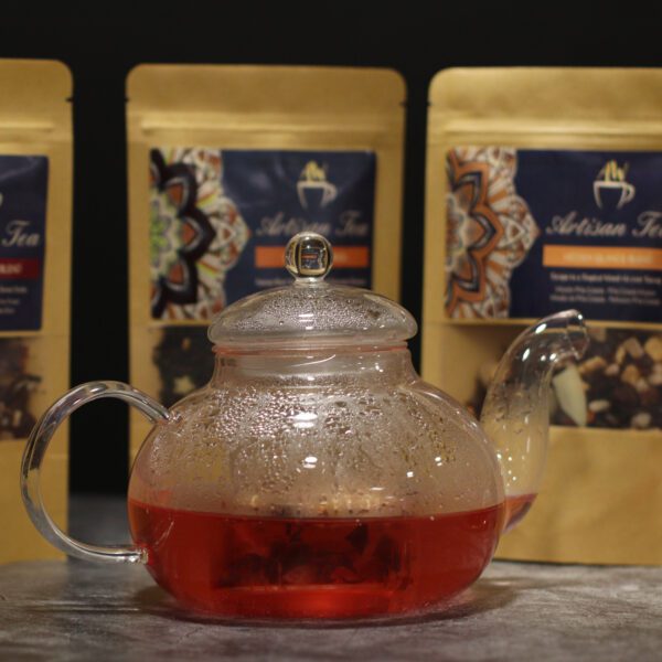 Dzbanek z zaparzaczem szklany – okrągła perła – 400 ml - obrazek 2