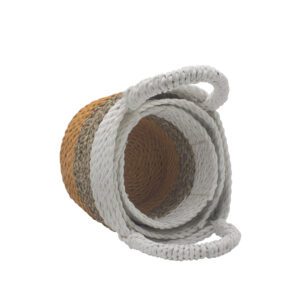 Zestaw koszy z trawy morskiej – Pomarańczowy / Naturalny / Biały