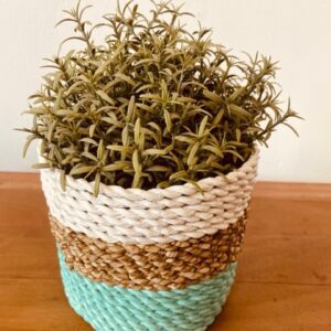 Zestaw koszy z trawy morskiej – Zielony / Naturalny / Biały