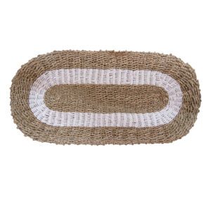 Owalna dekoracja z trawy morskiej biało-beżowa – Klasyczna – 60x120 cm