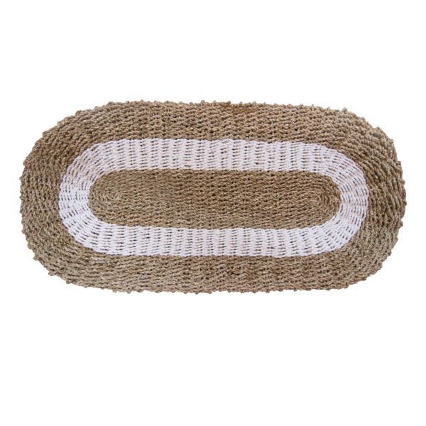Owalna dekoracja z trawy morskiej biało-beżowa – Klasyczna – 60x120 cm