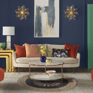 Okrągła dekoracja z trawy morskiej czarno-beżowa – Wewnętrzne Słońce – 1 m