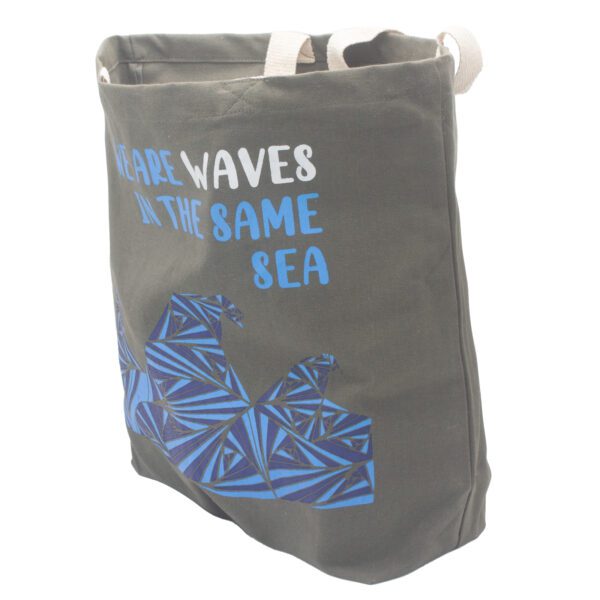 Torba Bawełniana z Nadrukiem - We are Waves - Szara - obrazek 2
