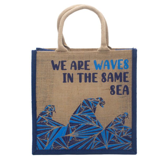 Torba Jutowa z Nadrukiem - We are Waves - Naturalna