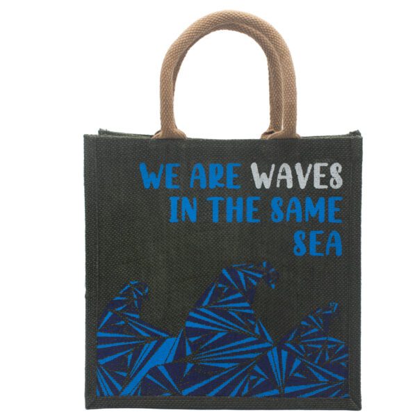 Torba Jutowa z Nadrukiem - We are Waves - Naturalna - obrazek 5