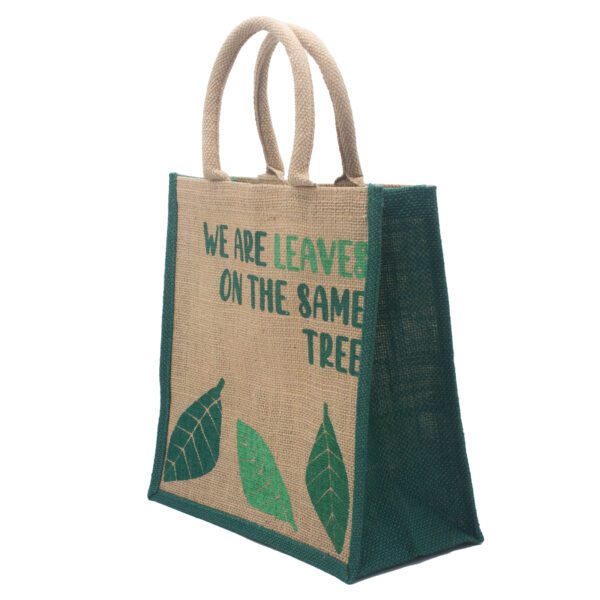 Torba Jutowa z Nadrukiem - We are Leaves - Naturalna - obrazek 3