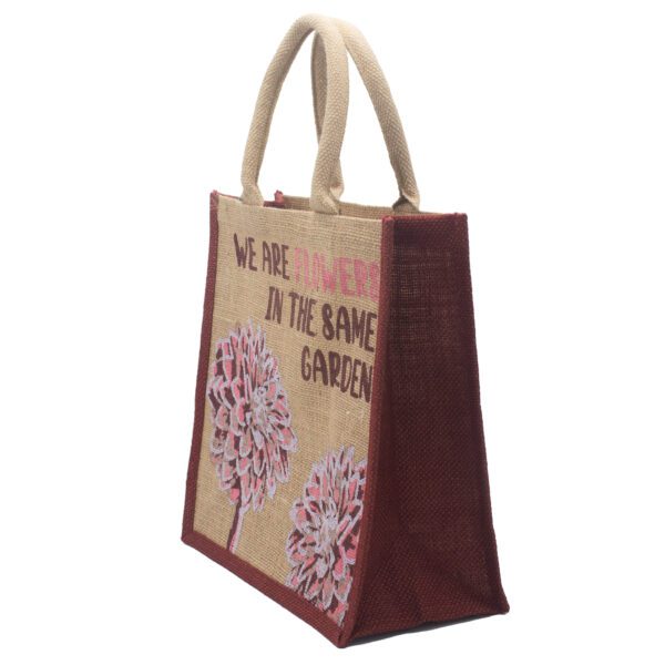 Torba Jutowa z Nadrukiem - We are Flowers - Naturalna - obrazek 3