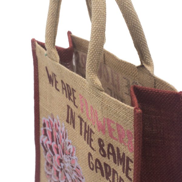 Torba Jutowa z Nadrukiem - We are Flowers - Naturalna - obrazek 4
