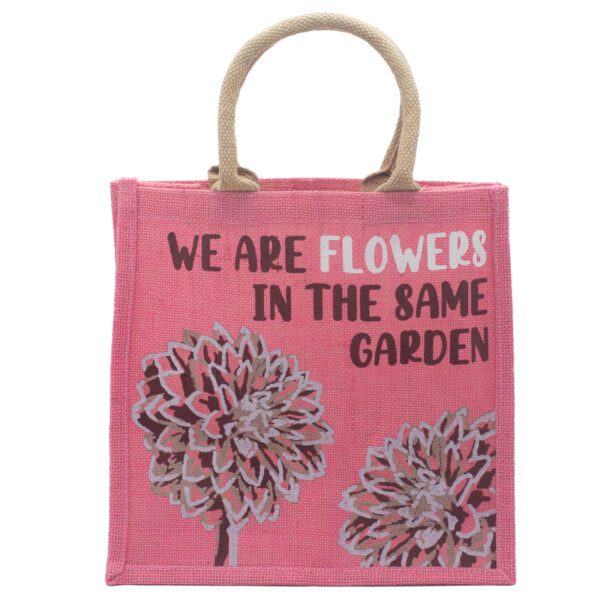 Torba Jutowa z Nadrukiem - We are Flowers - Naturalna - obrazek 5