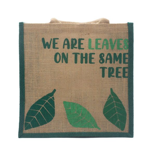 Torba Jutowa z Nadrukiem - We are Leaves - Naturalna - obrazek 2