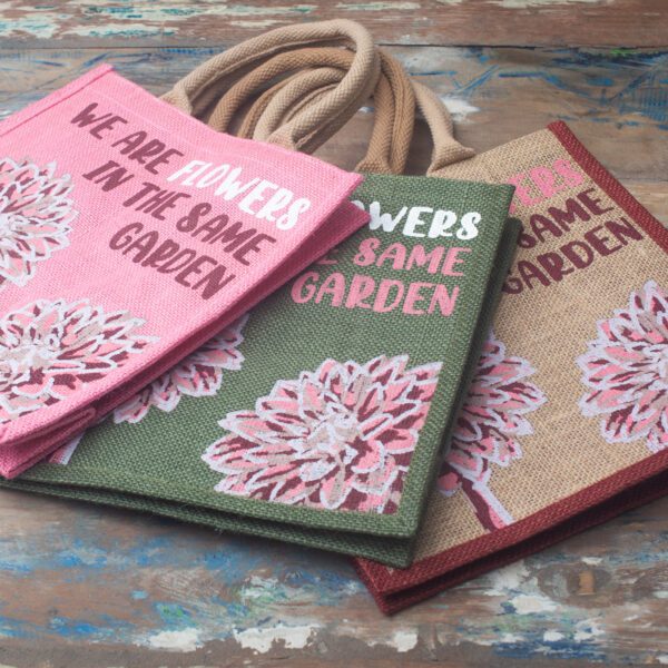 Torba Jutowa z Nadrukiem - We are Flowers - Naturalna - obrazek 14