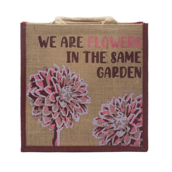Torba Jutowa z Nadrukiem - We are Flowers - Naturalna - obrazek 2