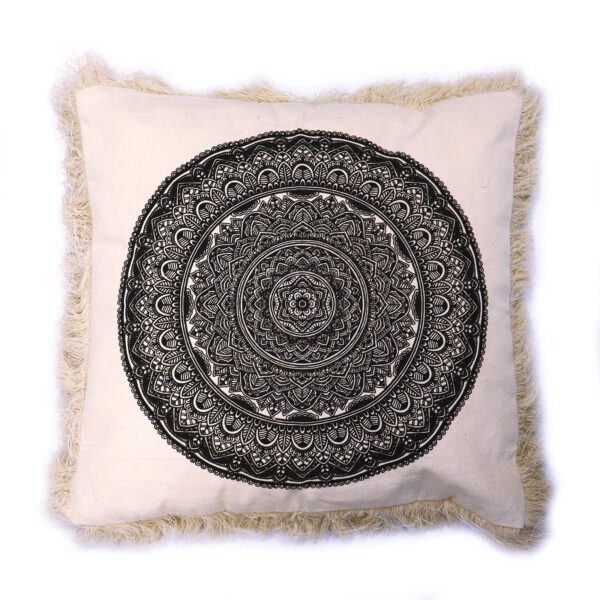 Poduszka Tradycyjna Mandala – 45x45 cm – Czarna
