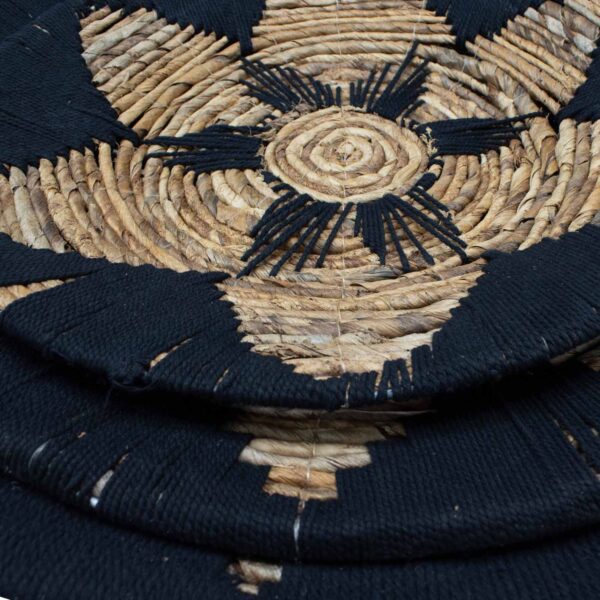 Zestaw trzech misek z trawy morskiej na ścianę – Czarne