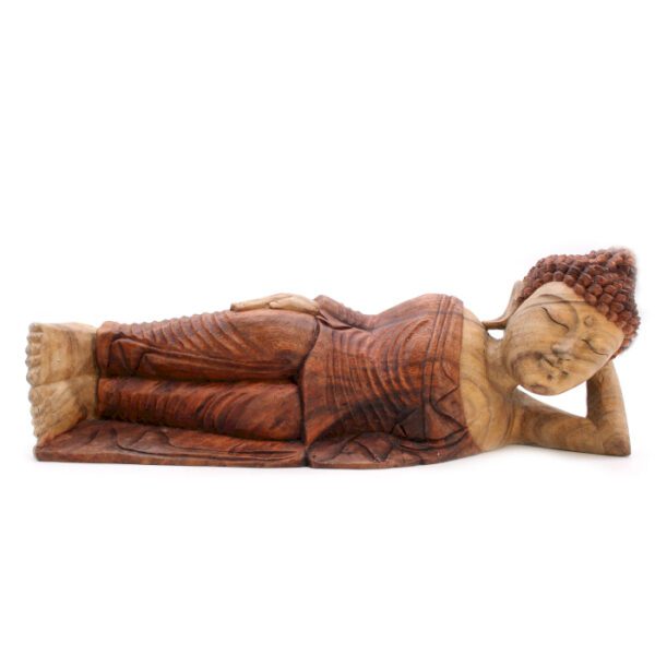 Ręcznie rzeźbiona figura Buddy – 30 cm – Powitanie – Białe przecieranie