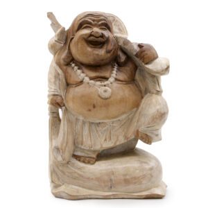 Ręcznie rzeźbiona figura Buddy – 30 cm – Nauczanie – Białe przecieranie