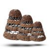 Duży Naturalny Abażur z Liścia Bananowca i Abu-Abu Raffii – Wys.: 36 cm, Śr.: 34 cm