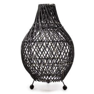 Lampa stołowa z rattanu – Czarna