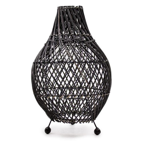 Lampa stołowa z rattanu – Czarna