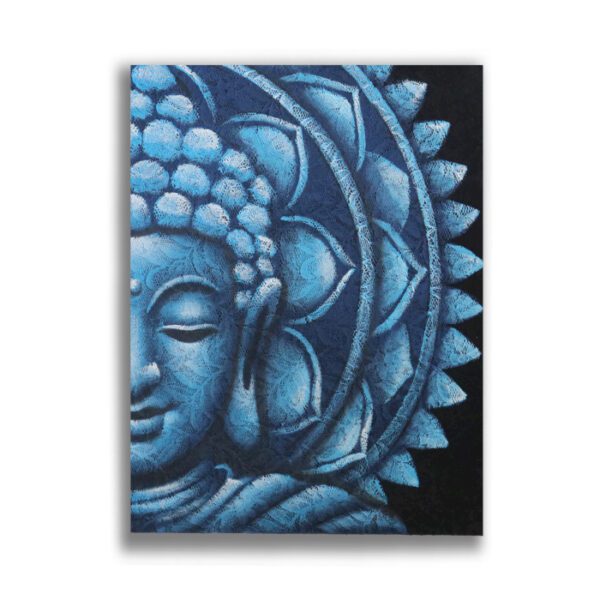 Niebieska połówka mandali Buddy – 60x80 cm