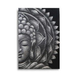 Szara połówka mandali Buddy – 60x80 cm