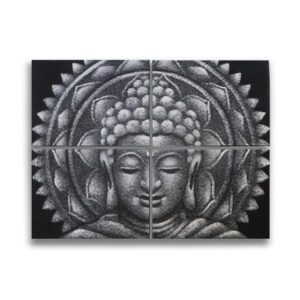 Szara mandala Buddy – Detale brokatowe – 30x40 cm – zestaw 4