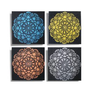 Zestaw 4 mandali – Detale brokatowe – 30x30 cm