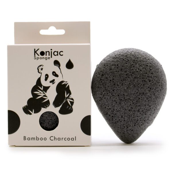 Konjac – gąbka w kształcie łezki – bambusowy węgiel – antybakteryjna
