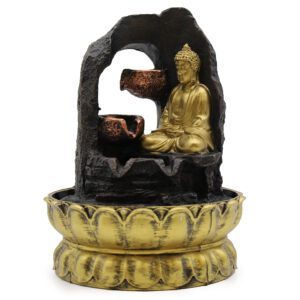 Fontanna stołowa – 30 cm – Złoty medytujący Budda