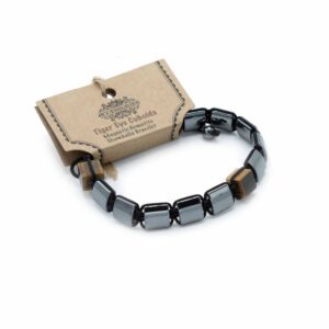 Bransoletka Shamballa z magnetycznego hematytu – Tygrysie oko – kostki
