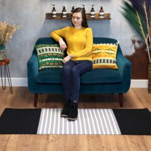 Bawełniany dywan indyjski – 70×170 cm – Czarny / Szary