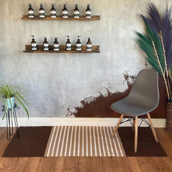 Bawełniany dywan indyjski – 70×170 cm – Ciemnobrązowy / Beżowy