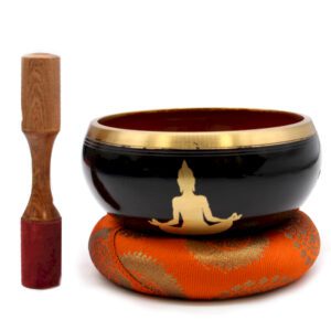 Duży Zestaw Mis Dźwiękowych – Budda – Czarny-Pomarańczowy 14 cm