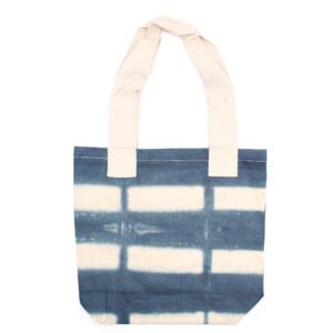 Naturalna Torba Bawełniana Tie-Dye (8oz) - 38x42x12cm - Szare Bloki - Naturalny Uchwyt
