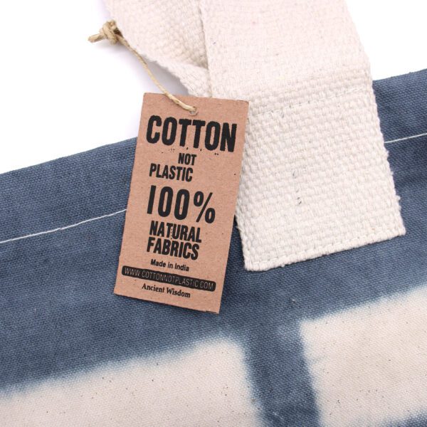 Naturalna Torba Bawełniana Tie-Dye (8oz) – 38x42x12cm – Szare Bloki – Naturalny Uchwyt