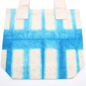 Naturalna Torba Bawełniana Tie-Dye (8oz) – 38x42x12cm – Błękitne Bloki – Naturalny Uchwyt