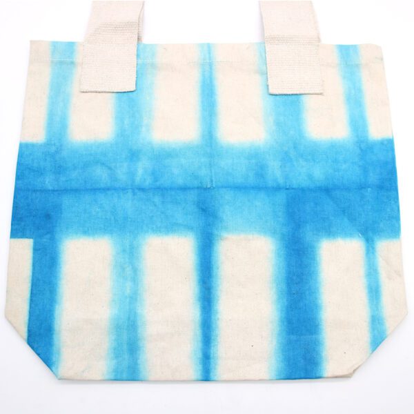 Naturalna Torba Bawełniana Tie-Dye (8oz) – 38x42x12cm – Błękitne Bloki – Naturalny Uchwyt