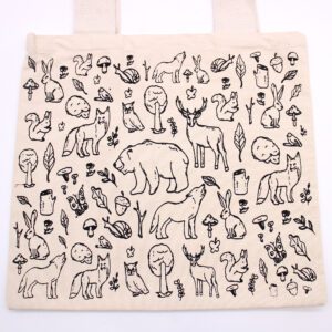 Duża Bawełniana Torba na Zakupy – 38x42cm – Życie w Lesie – 10oz