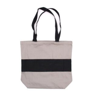 Dwukolorowa Torba Bawełniana - 38x42x12cm - Szara i Czarna - 10oz