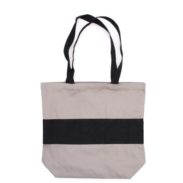 Dwukolorowa Torba Bawełniana - 38x42x12cm - Szara i Czarna - 10oz