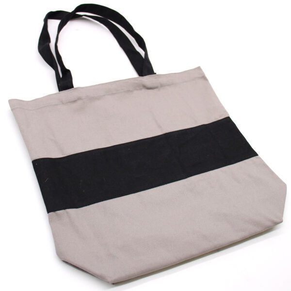 Dwukolorowa Torba Bawełniana - 38x42x12cm - Szara i Czarna - 10oz - obrazek 3