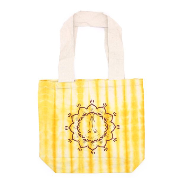 Torba Bawełniana Tie-Dye (6oz) - 38x42x12cm - Dłonie Namaste - Żółta - Naturalny Uchwyt