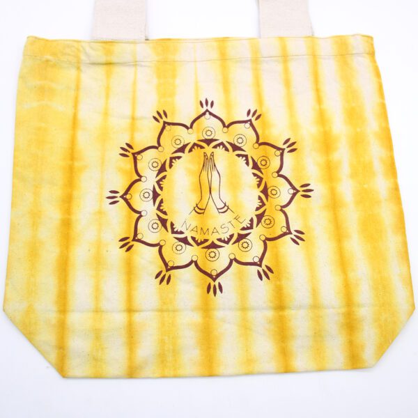 Torba Bawełniana Tie-Dye (6oz) - 38x42x12cm - Dłonie Namaste - Żółta - Naturalny Uchwyt - obrazek 2