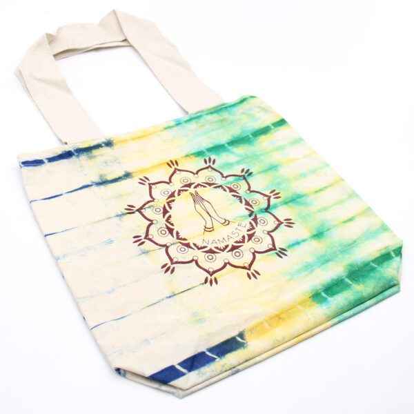 Torba Bawełniana Tie-Dye (6oz) – 38x42x12cm – Dłonie Namaste – Wielokolorowa – Naturalny Uchwyt