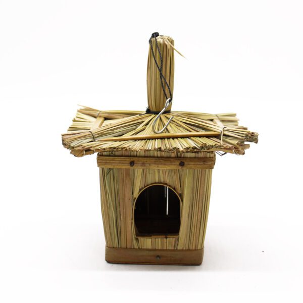 Mały kwadratowy domek dla ptaków z trawy morskiej 18x13 cm - obrazek 4