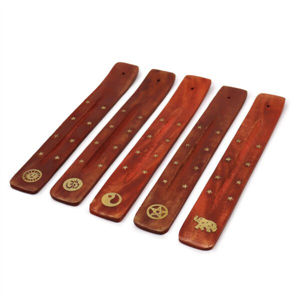 Podstawka z drewna mango z inkrustacją z mosiądzu