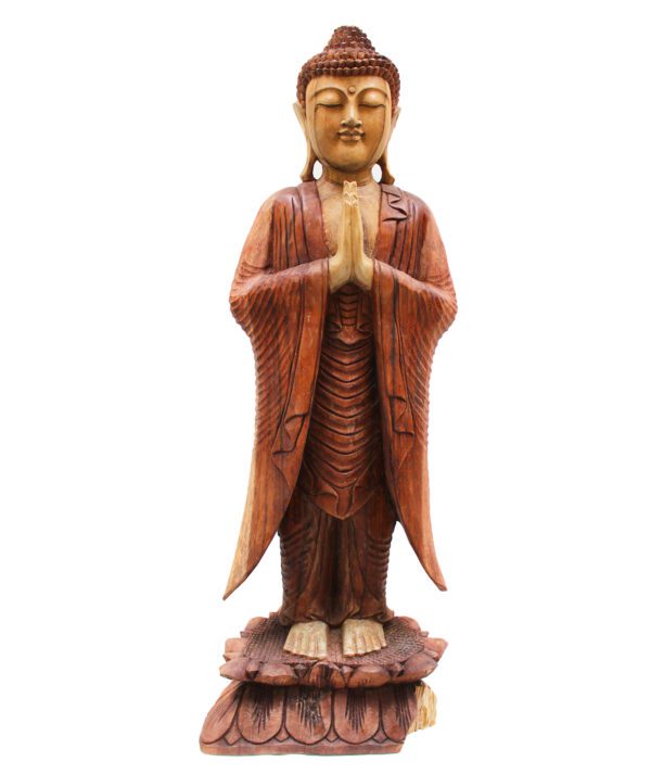 Ręcznie rzeźbiona figura Buddy – 100 cm Powitanie - obrazek 2