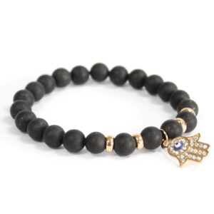 Bransoletka z kamieni – Hamsa / Agat czarny